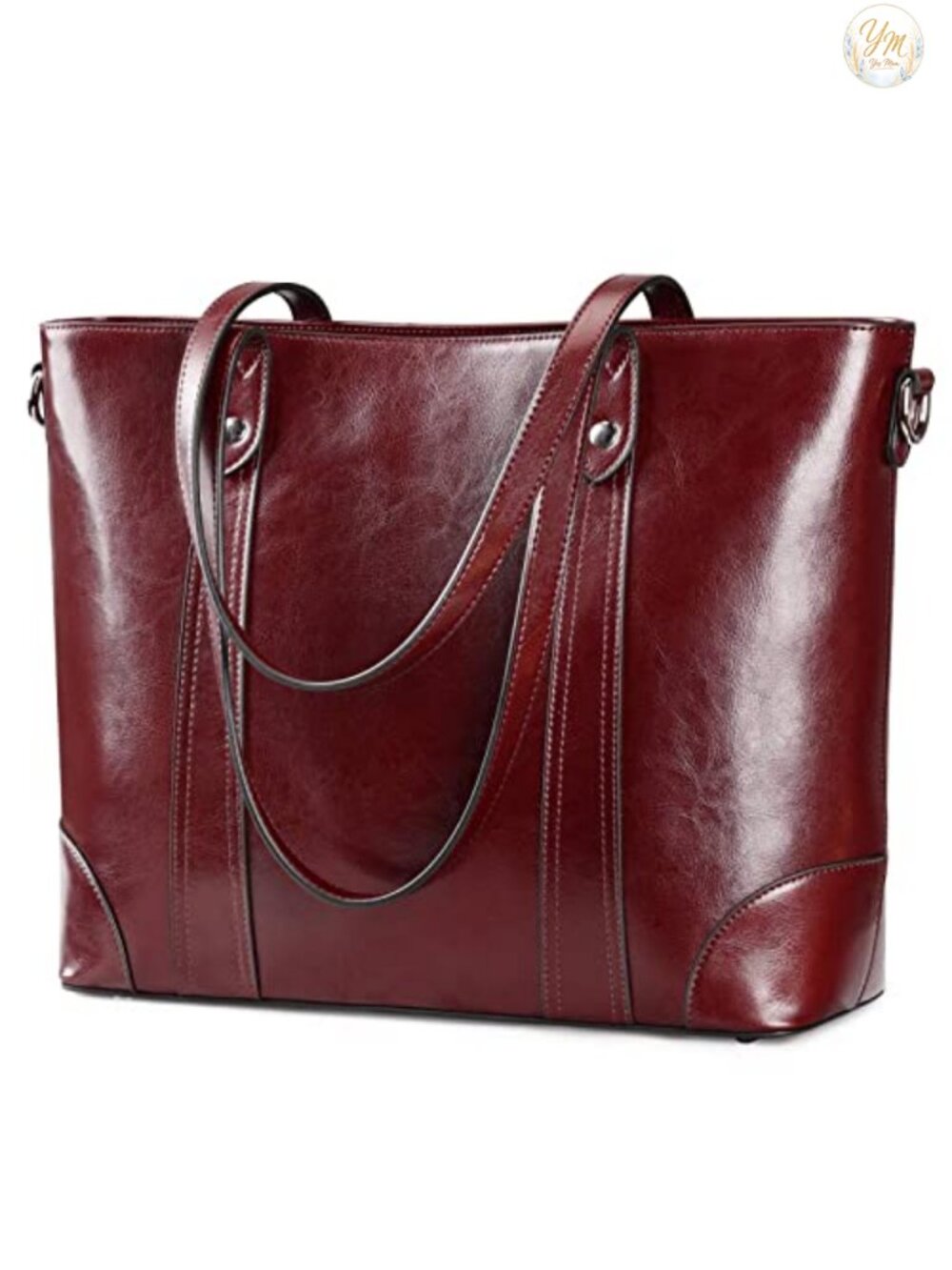 Genuine Leather Laptop Tote Bag Women Large Work Shoulder Bag